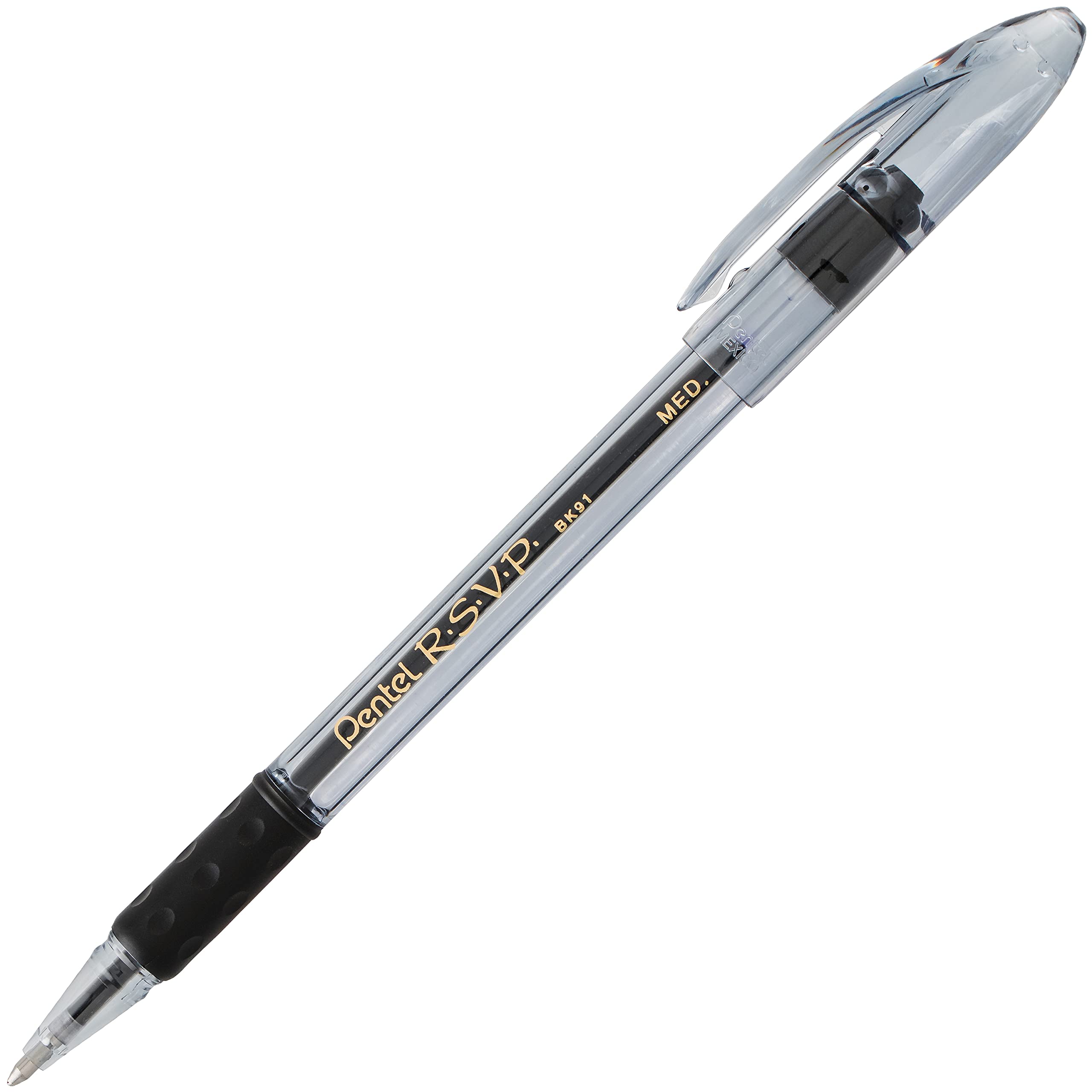 Pentel RSVP Colors Ballpoint Pen 1 0mm Medium Line Black Ink Pack of 2 BK91CRBP2A — view 2