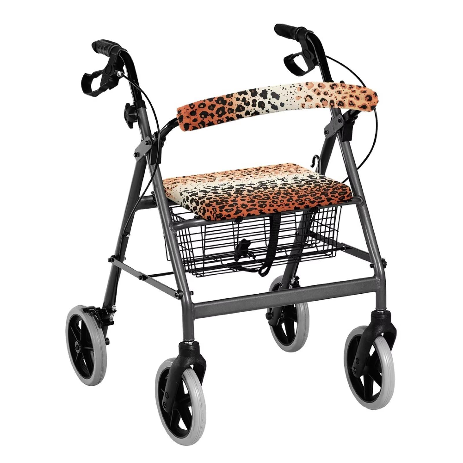 Soft Universal Rollator Walker Seat and Backrest CoversGradient Leopard Print Walker Seat Covers Vibrant Colors Accessories for Rollator Walkers for Seniors Women Men
