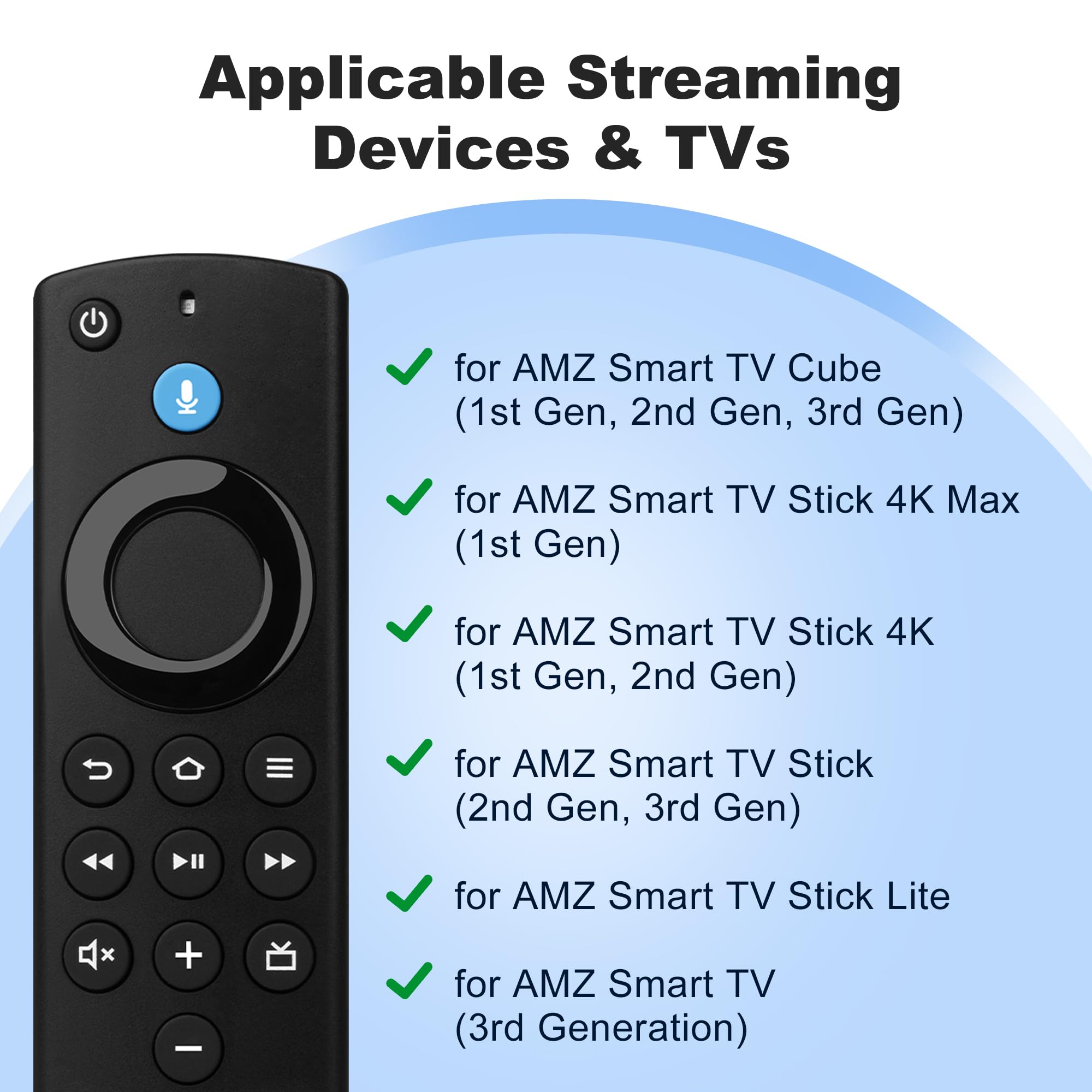 Replacement Remote Control for Smart TV (3rd Gen), Stick (2nd gen/3rd gen) & Cube, for Insignia-Pioneer Smart TV