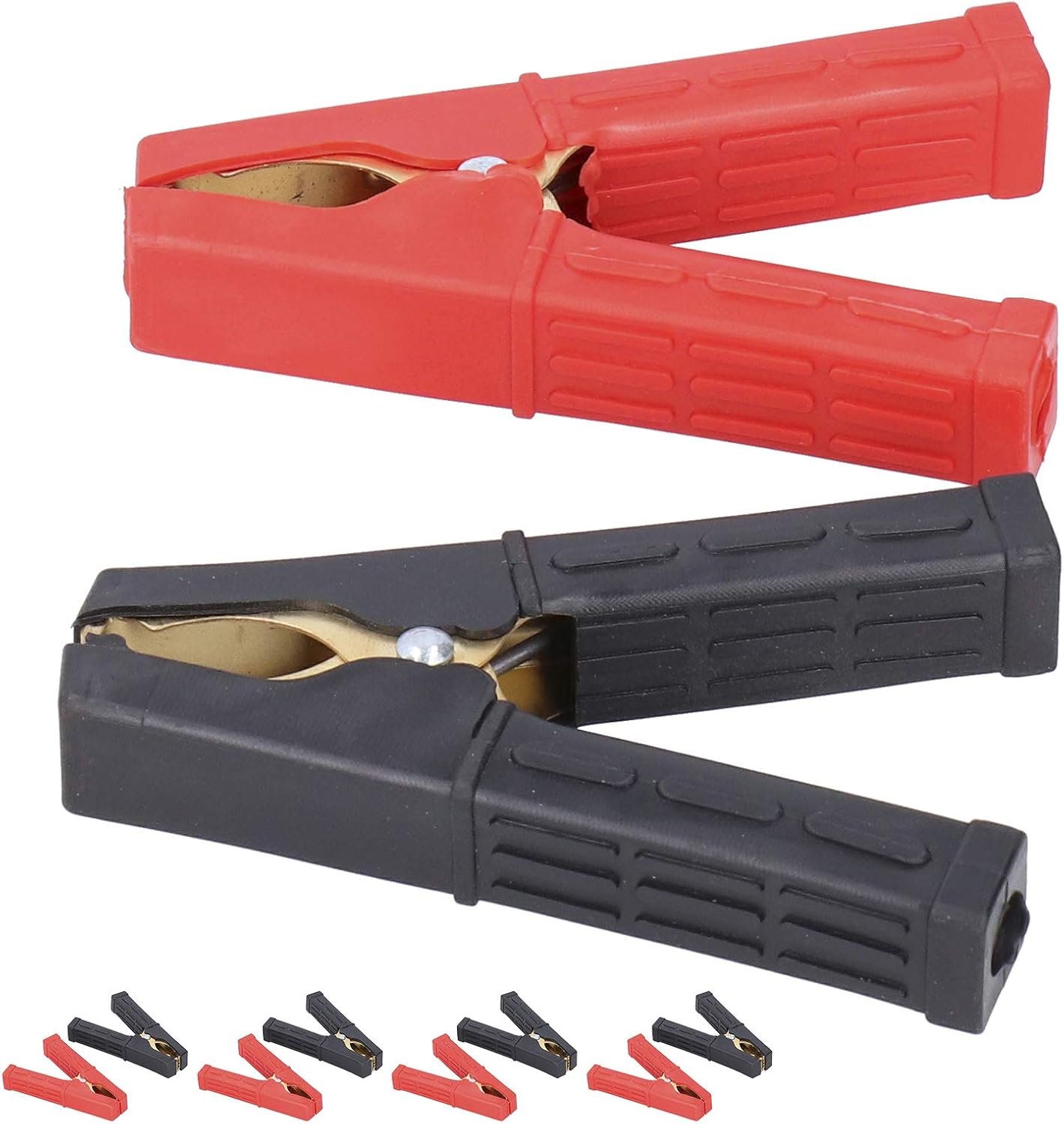 10pcs Battery Cable Clamps, 100A Pure Copper Clips with Red and Black Insulated Handles, Heavy - Duty Wire Clamps for Car Battery Charging and Electrical