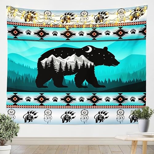 Miniatura 13 de Tapiz de caballos, tapices aztecas nativos del suroeste, granja, vida silvestre, arte de pared, arte de pared de geometría tribal india