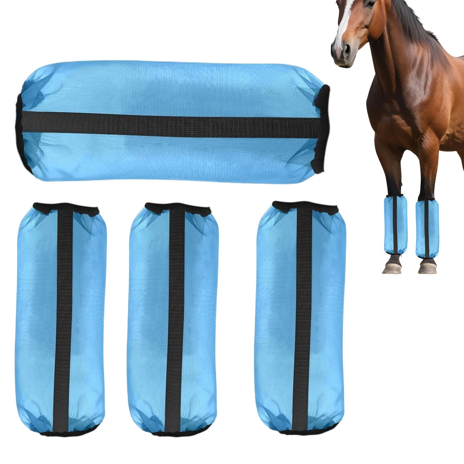 Botas para Caballos | 4 Piezas de Protectores de Pierna de Malla para Caballos - Polainas Equinas Cómodas | para Carreras, competiciones, Entrenamiento, Rancho, Granja y Patio — view 6