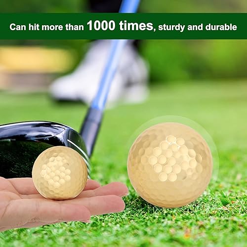 Miniatura 4 de 4 bolas de práctica de golf, bolas de golf chapadas en oro de doble capa, pelota de golf profesional portátil para decoración de regalos y juego real