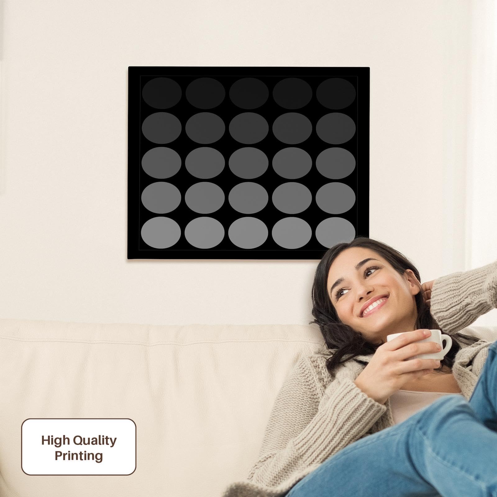 3dRose, Gray Tone Gradient Polka Dots on black background, Museum Grade Canvas Wrap 20x16