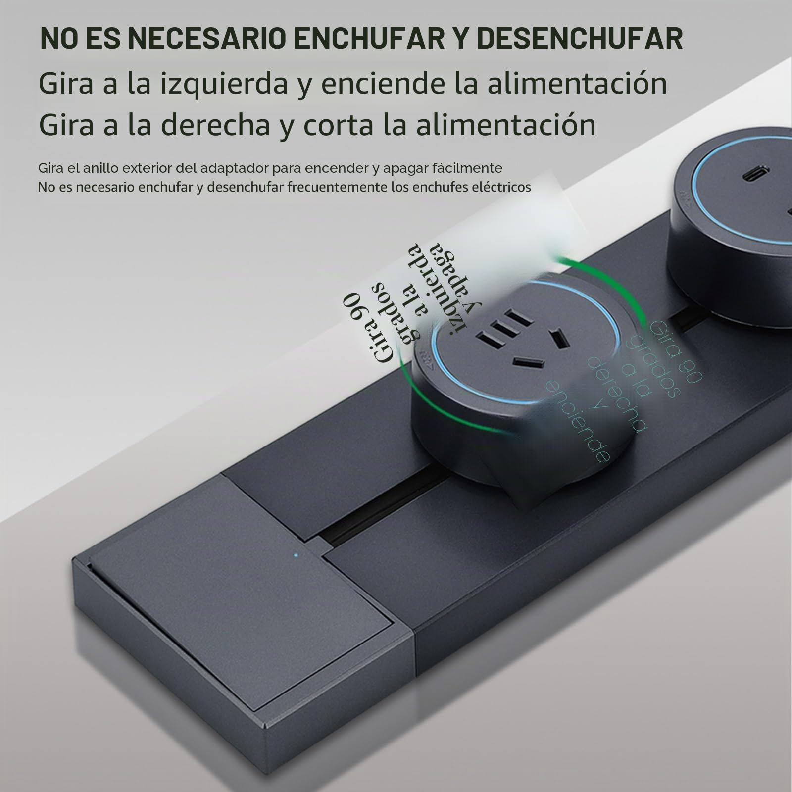 Regleta De Pared, 8000W Carril De Alimentación, Regleta De Enchufes, Con Adaptadores De CA De 3-8 Salidas Y Puerto De Carga USB-A/C, Para Cocinas Y Salas De Estar Modernas(Negro,40cm)