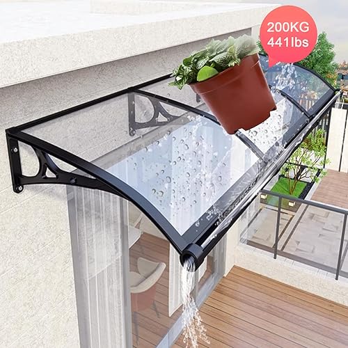 Miniatura 5 de Toldo curvado para ventana, con fregadero, cubierta de policarbonato transparente, toldo de jardín, patio, porche, toldo, protección UV, lluvia,