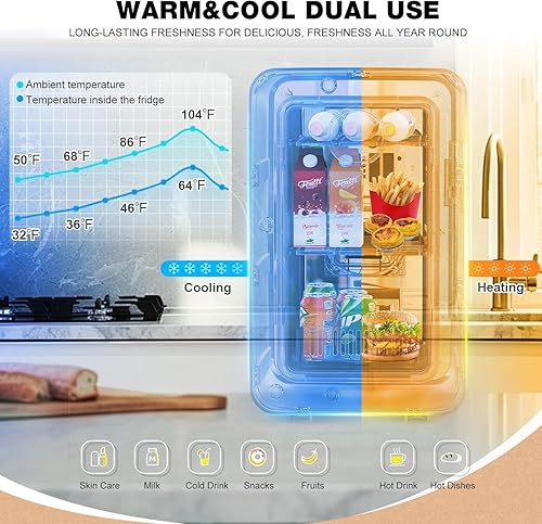 Miniatura 3 de Mini refrigerador de 13L/22L para dormitorio, refrigerador pequeño personal para cuidado de la piel, cosméticos, refrigerador portátil de 110 V/12 V