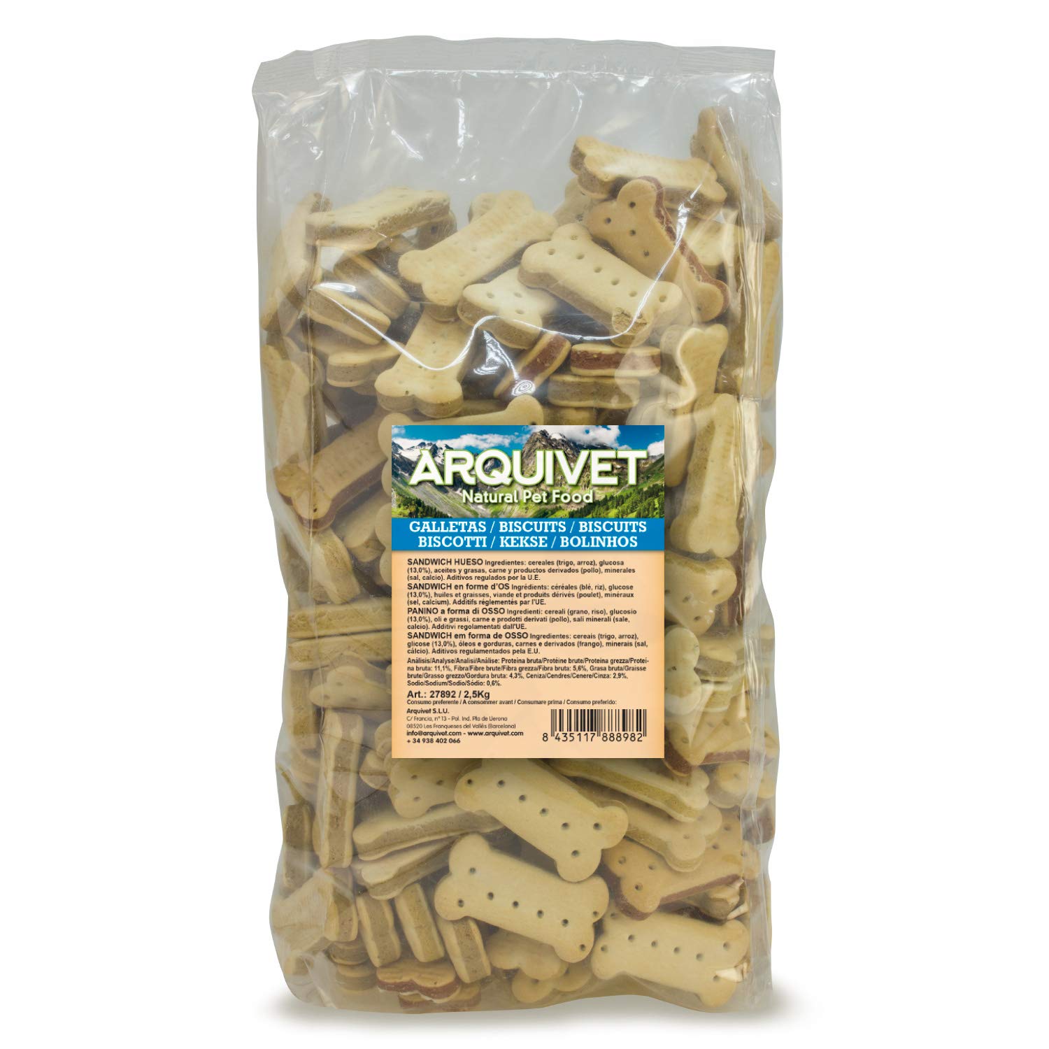 Arquivet Biscuits Kekse für Hunde, Sandwich Knochen, 10 kg