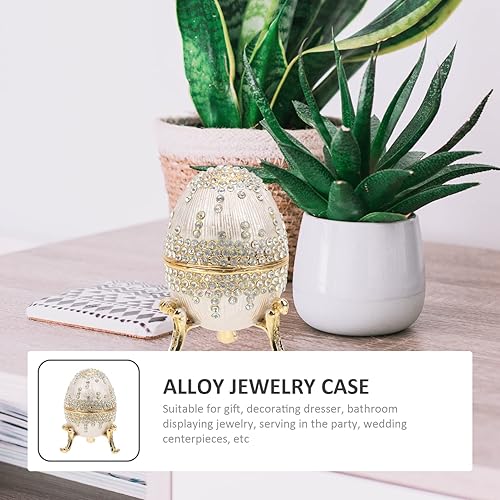 Miniatura 2 de Cabilock Caja de baratijas con forma de huevo de Faberge pintada a mano con bisagras, soporte para anillos de joyería, cajas coleccionables, cajas