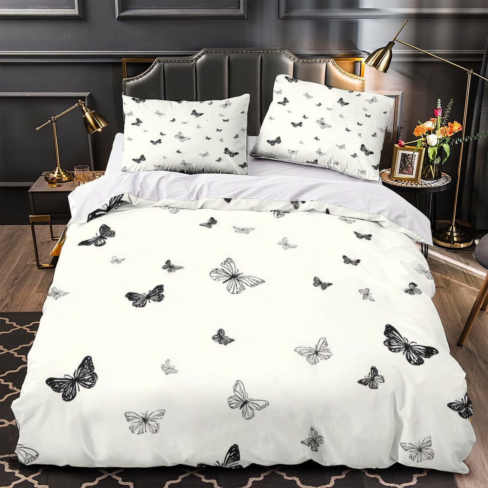 MMDASBVPE Butterfly Pattern Comforter Cover 3D Print Wrinkle-Resistant 3PCs Bed Linen Hidden Zipper Quilt Cover Extra Soft Durable for Teens Youth Adults Women Kids Boys Super king（260x220cm）