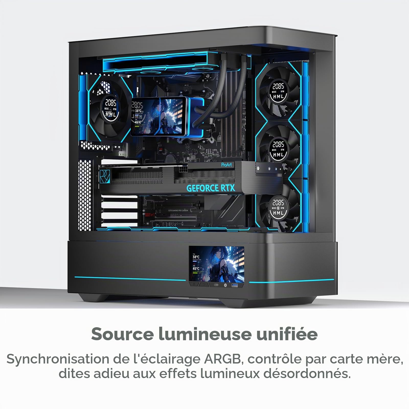 TZMRIT PF240 Aio Water Cooling 240mm with 5.5 Inch LCD Magnetic Screen Display,ALL-IN-One ARGB Infinity Mirror 2000RPM PWM Fan,for AM4/AM5& Intel LGA1851/1700 (BK)