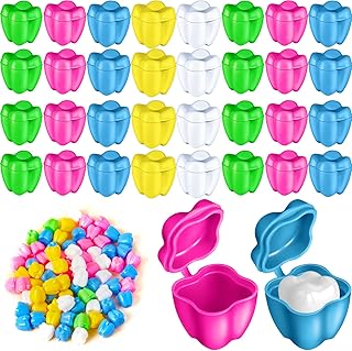 150 Pcs Colorful Tooth Savers, Plastic Tooth Holders for Boys and Girls, Tooth Box, Tooth Holders for Kids Keepsake, Goodie Bag Fillers, Party Favor, Dentist Office, 5 Colors, 0.6 x 0.75 x 0.6 Inch