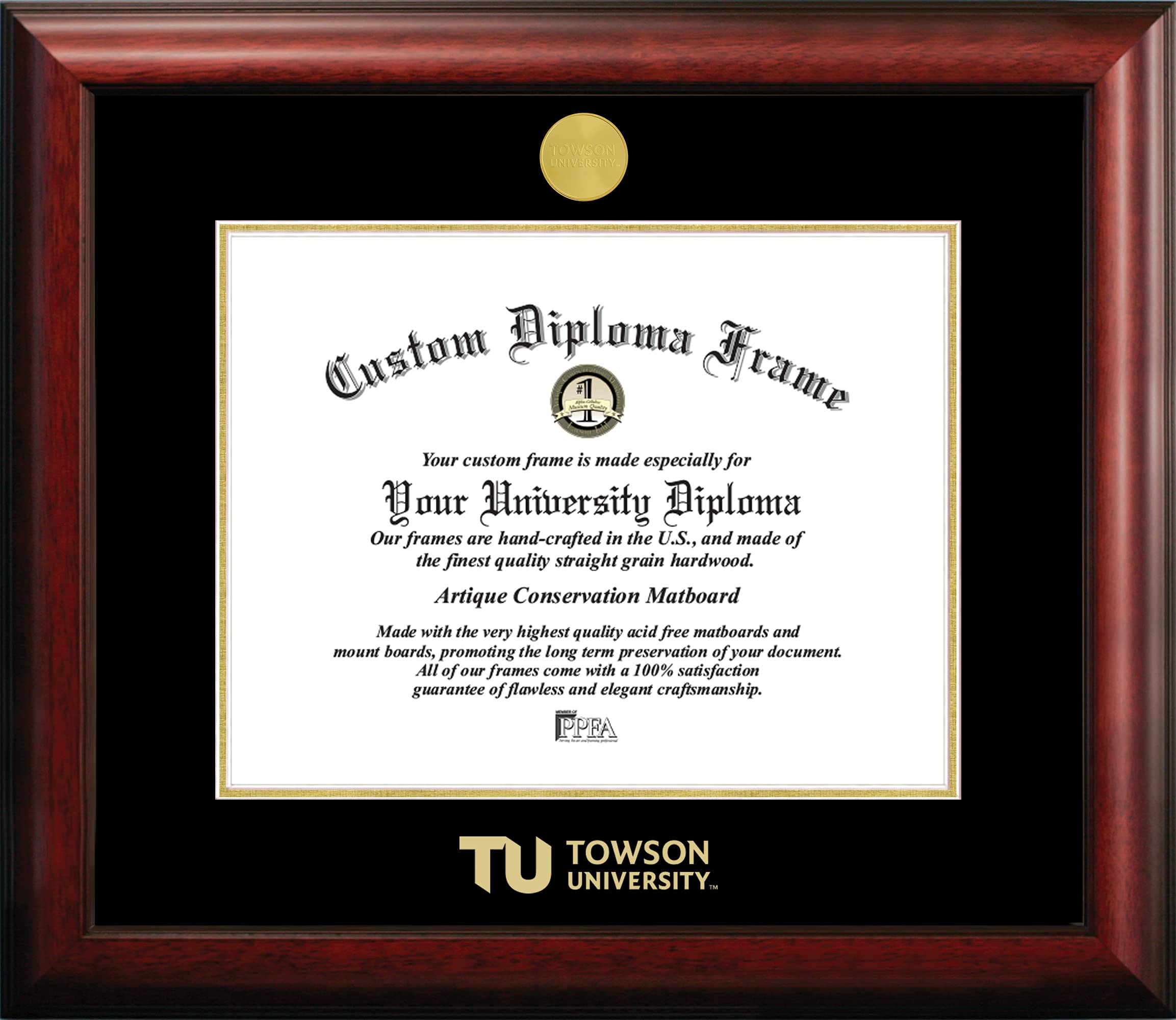 Campus Images Towson University Gold Embossed Diploma Frame
