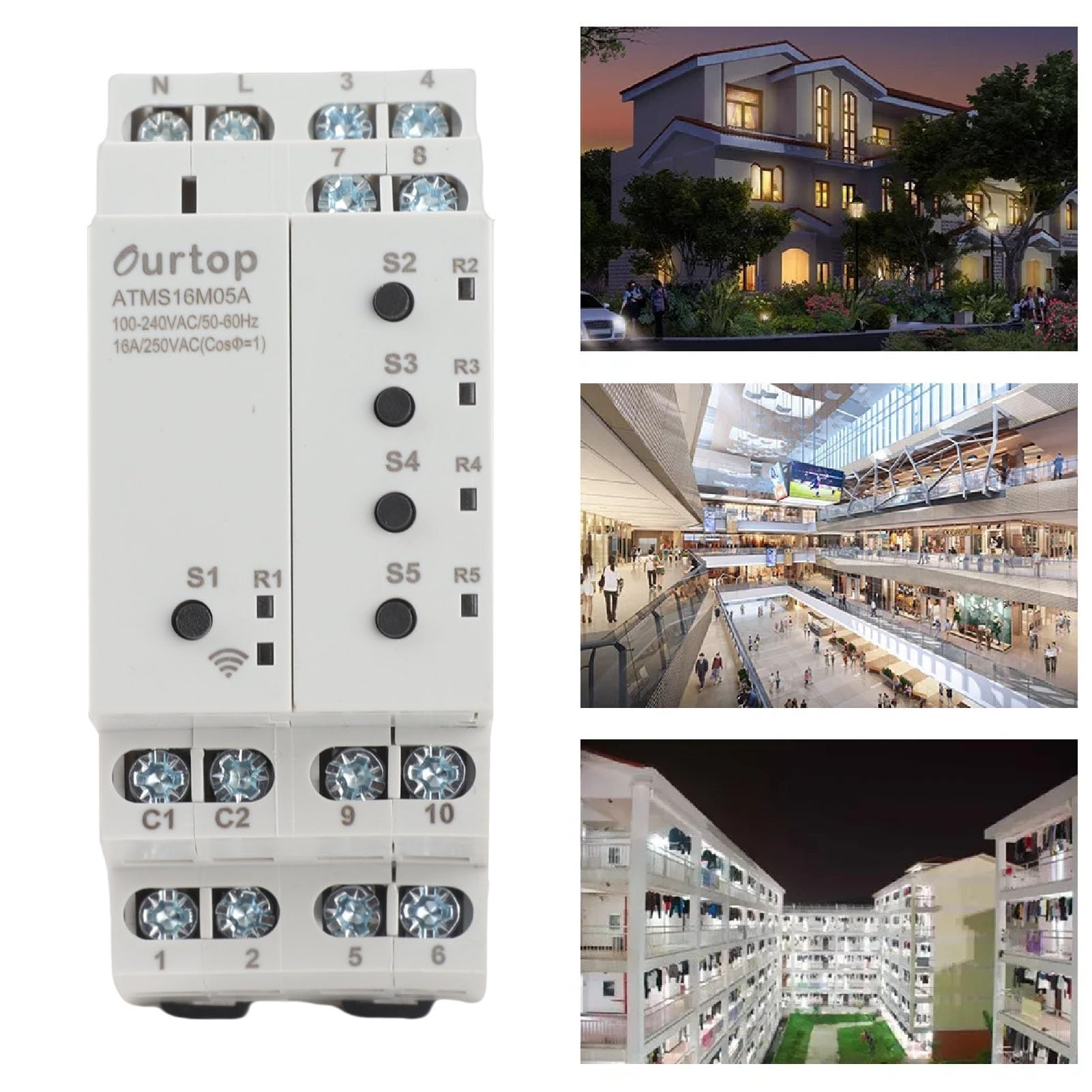 Fafeicy Temporizador WiFi Inteligente, 5 Canales Aislados con Interruptor Externo, Control por Voz, Soporte para APP Tuya, Corriente 16A, Ideal para Automatización del Hogar