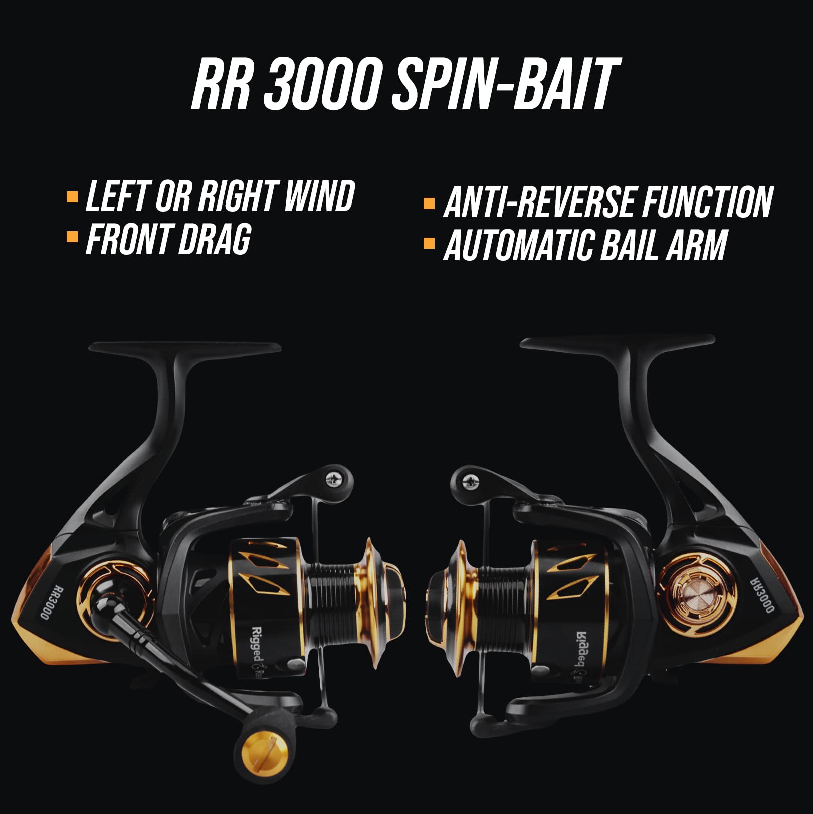 Moulinet de pêche RR 3000. Moulinet résistant et Durable protégé par Le sel pour pêche à la Carpe Spin Bait & LRF. Rapport 5.1.1. Roulement 4+1. Bobine de Rechange et Sac Moulinet Souple