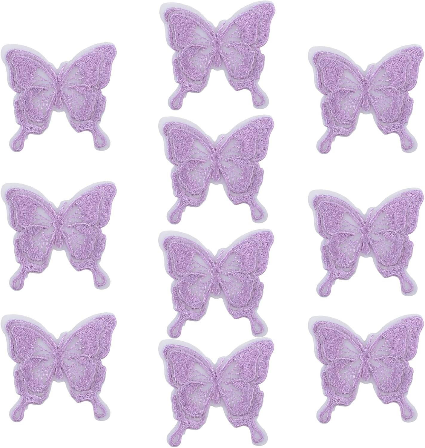 Lace Butterfly, 10Pcs Purple 3D Nylon Butterfly Appliques Sewing On Double Layers Lace Patches Double Organza Layers Fabric for DIY Decor