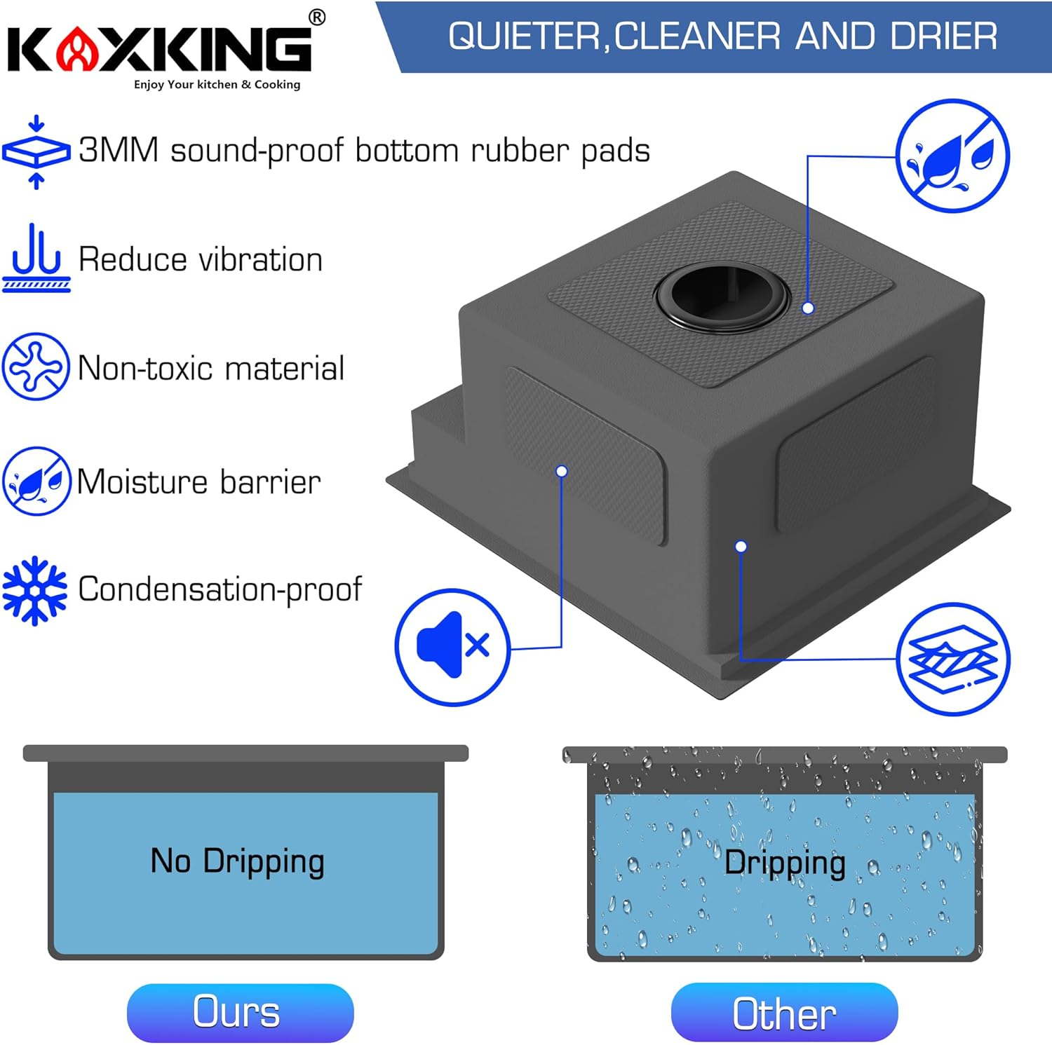 RV Kitchen Sink 13x15 Inch with Foldable Faucet, Nano Black 16 Gauge Stainless Steel Undermount Workstation Sink with Cutting Board Cover, Bottom Grid & Drain Kit