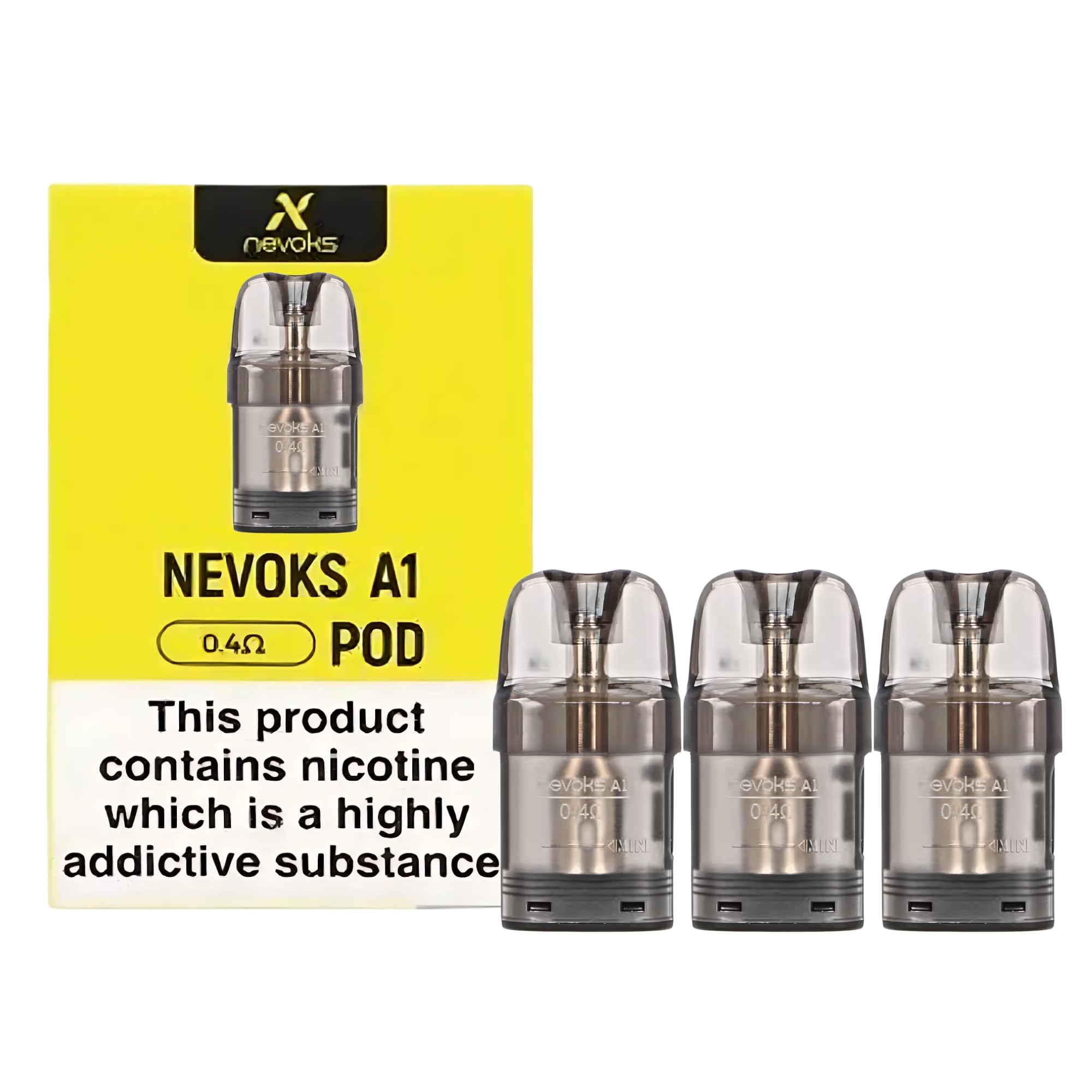 NEVOKS Feelin A1 Pods (0.4 ohm - Large | 25w - 30w) - 3 Pack, Side Fill System, DTL Vaping Style, Leakproof Design, No Nicotine
