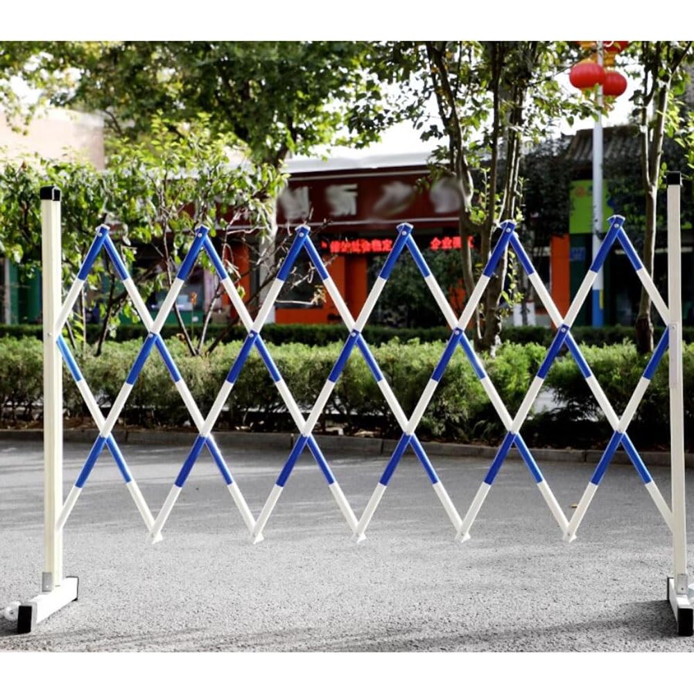 ASerZenith Expandable Mobile Barrier Traffic Barriers,Industrial Expandable Metal Barricade With Casters, Mobile Safety Barrier Gate Retractable Traffic Fence Flexible Extensible Driveway,Blue-1.2X5M
