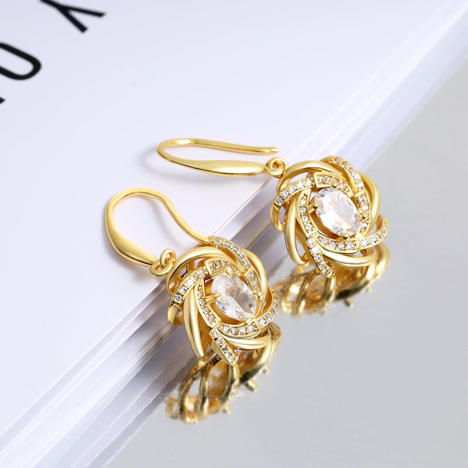 Sterling Silver Drop Dangle Earrings for Women Hypoallergenic Cubic Zirconia Classic Earrings for Sensitive Ears Fashion Ladies Dangling Earring Statement Jewelry Gifts for Christmas Birthday - Image 4