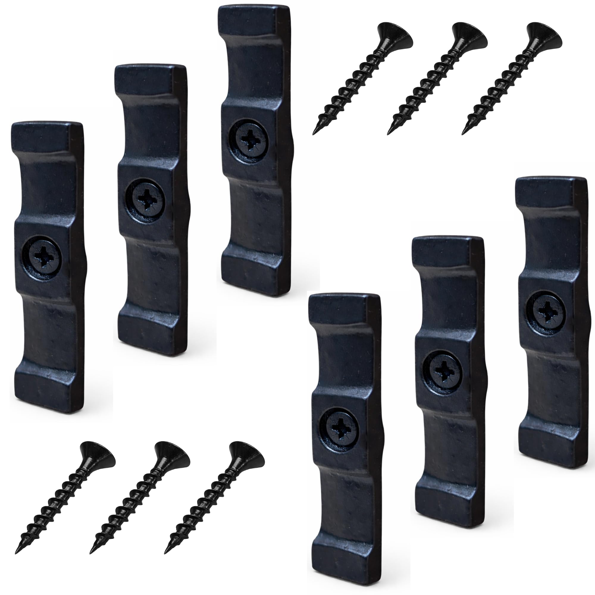 HanaMoon Black Coated Turn Buttons Latch with Screws 63mm (2.5 Inch) for Shed Doors, Gates, Rabbit Hutches, Cabinets, Durable Metal Thumb Catches -Pack of 6