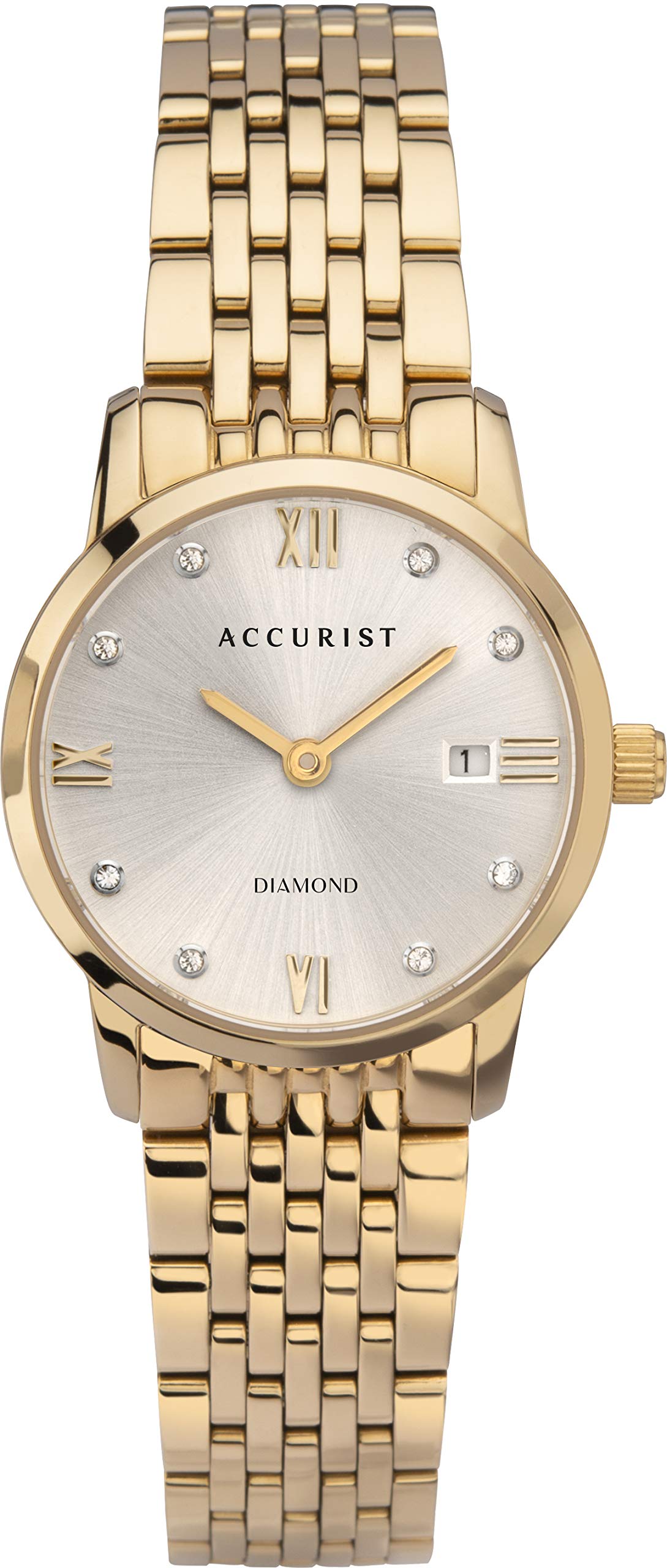 AccuristAccurist Womens Stainless Steel Genuine Diamond Set Dial Watch