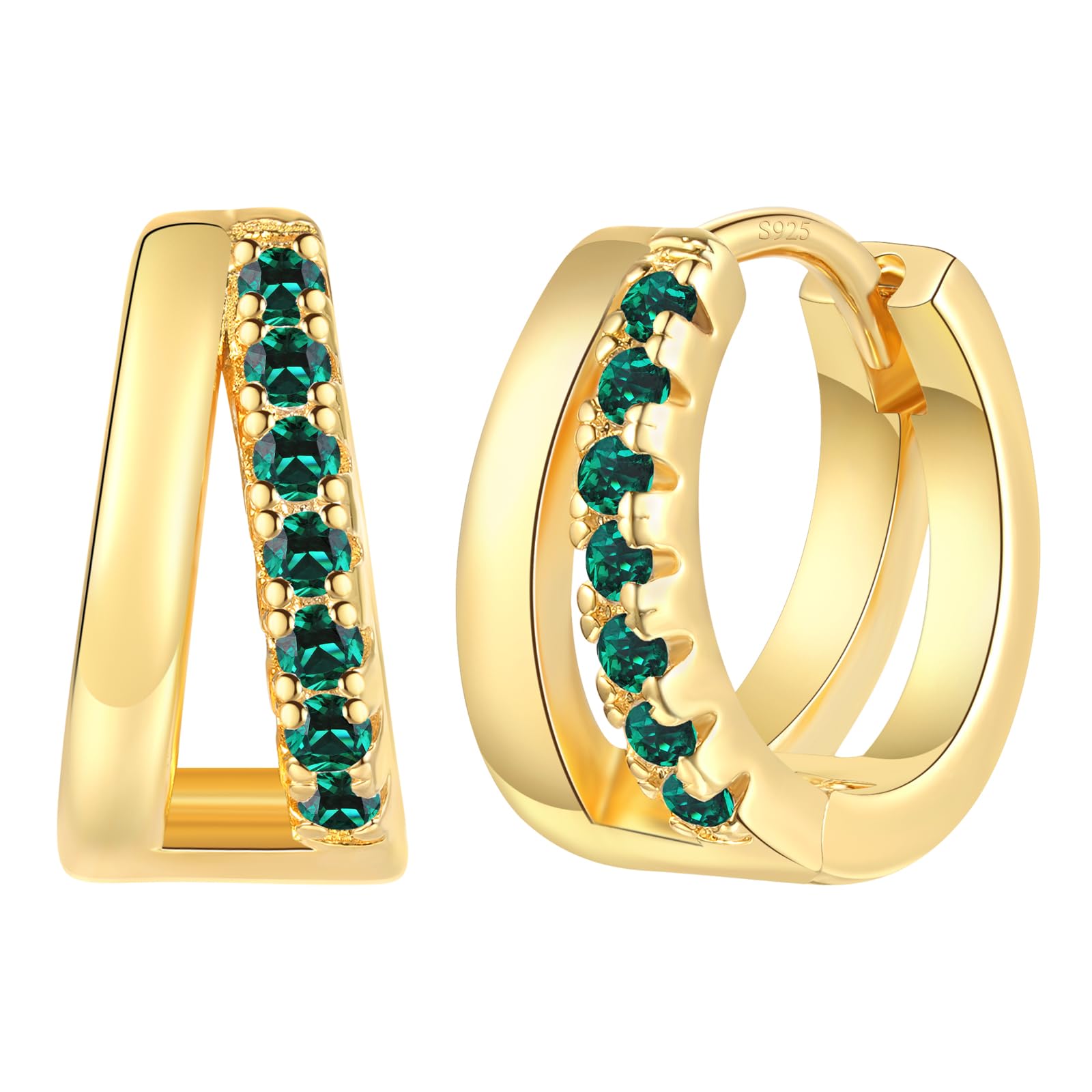 925 Silber Double Hoop Ohrringe Creolen, Kleine Hypoallergene Knorpel Huggie Ohrringe, Einzigartiges Geschenk für Frauen Mädchen 12mm