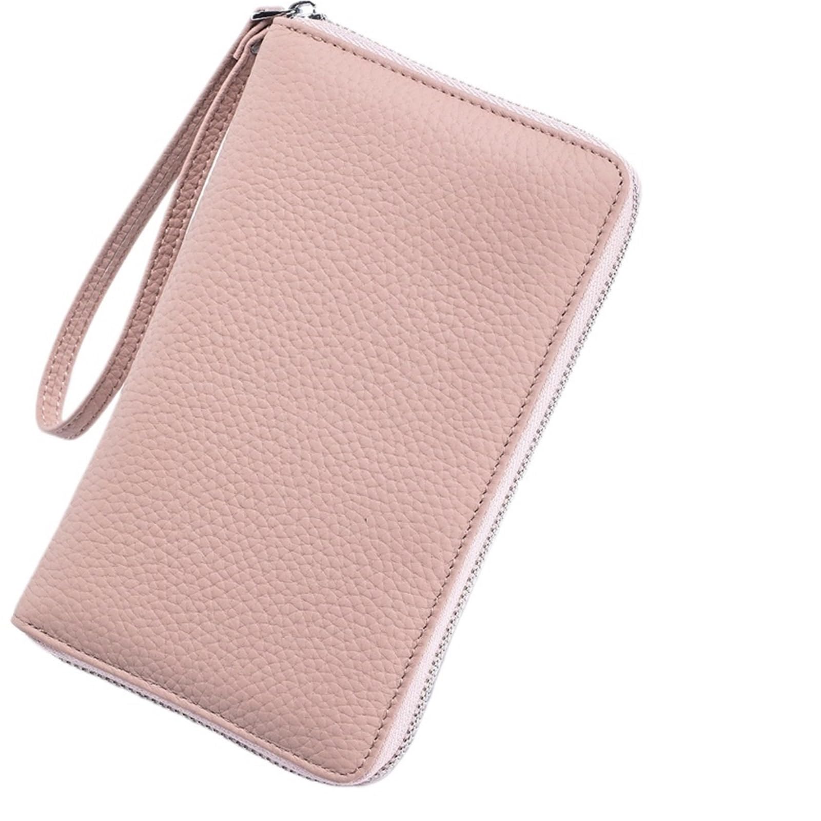 Custodia for passaporto da viaggio in vera pelle, portafoglio lungo, porta carte, monete in di vacchetta, portadocumenti(Pink)