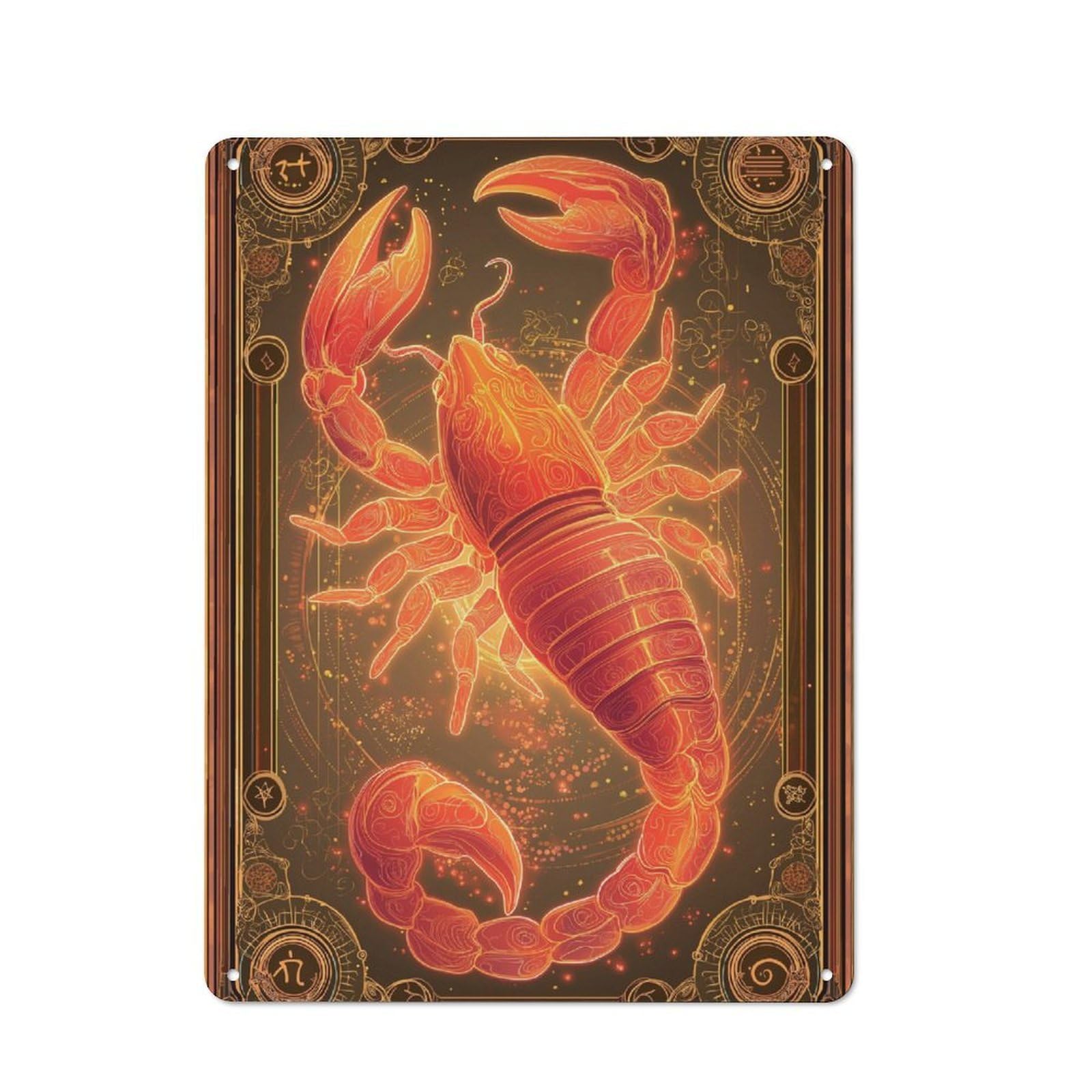Junmoney Golden Scorpion Mystique Retro Metal Wall Sign 40X30cm With For Bar Or Restaurant, A Housewarming Gift For Hospitality Decor Collectors