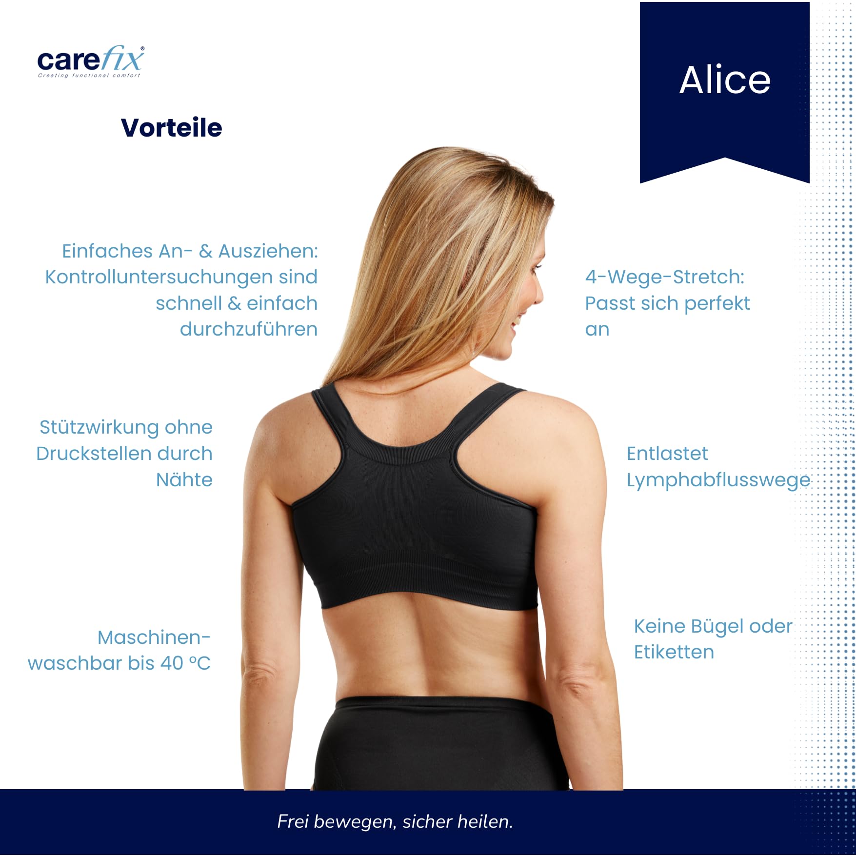 CAREFIX Alice Kompressions BH nach Brust OP | Kompressionsstufe 4 | postoperativer Stütz BH mit Vorderverschluss & verstellbaren Trägern | nahtlos, atmungsaktiv & narbenfreundlich | L | Schwarz