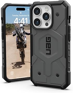 URBAN ARMOR GEAR UAG Case [Updated Ver.] Compatible with iPhone 15 Pro Case 6.1" Pathfinder Silver Built-in Magnet Compatible with MagSafe Charging Rugged Military Grade Dropproof Protective Cover