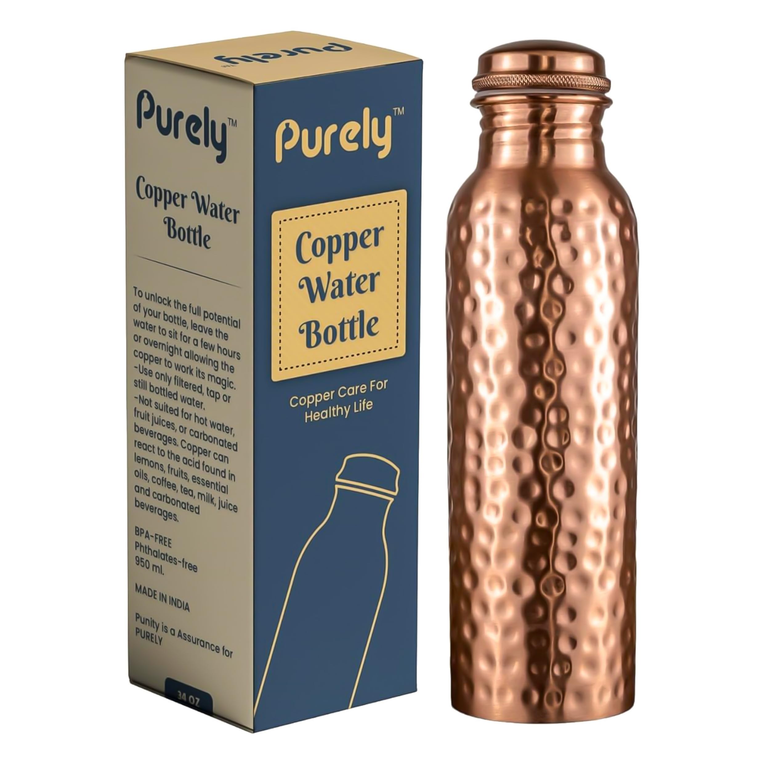 Photo 1 of **DENT**Purely Copper Water Bottle 32 oz