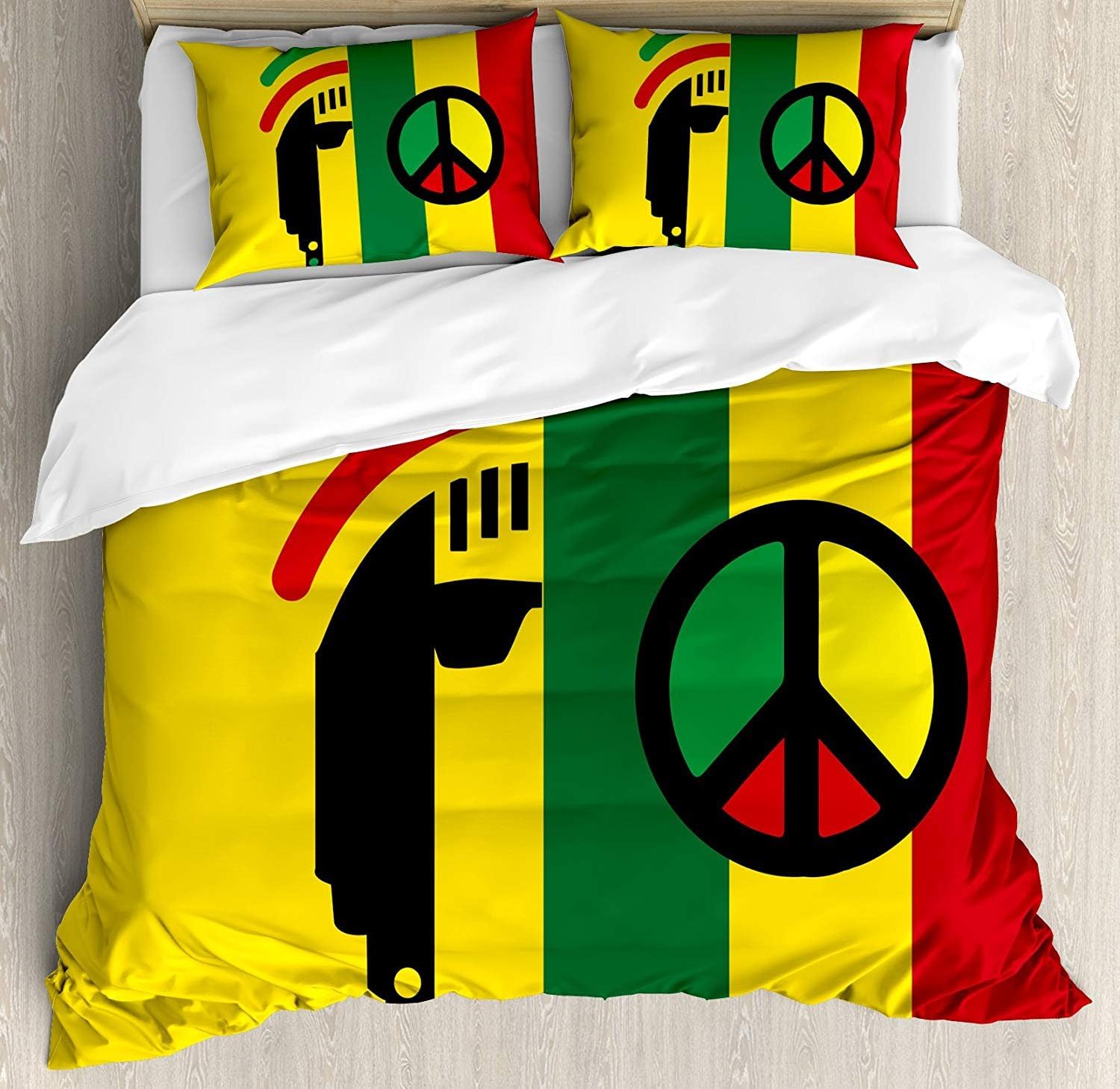 Bedding 4 Piece Rasta Duvet Cover Set Iconic Barret Reggae