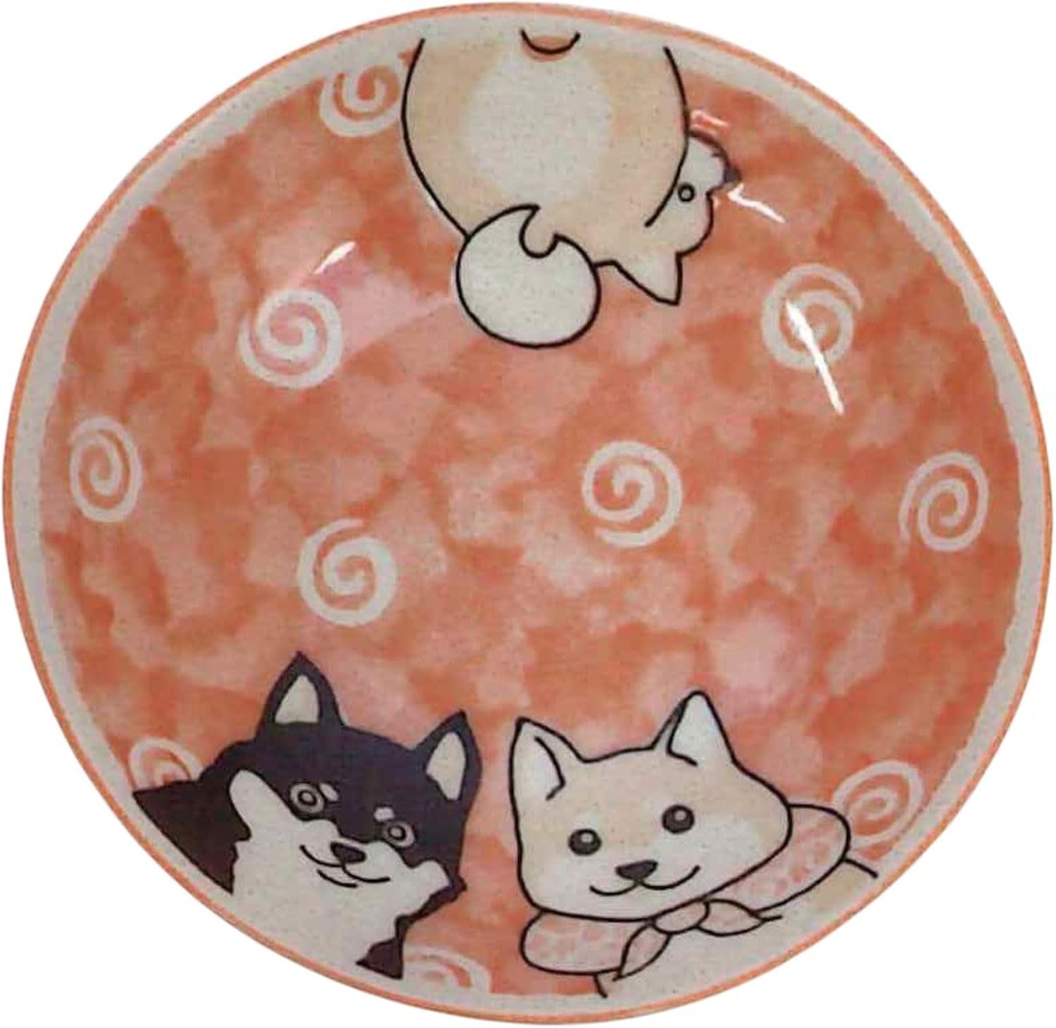 Tanaka Chopsticks Shop Shiba Inu 55 Shallow Pot Mino Ware, Pink, Diameter 6.7 x 1.9 inches (170 x 49 mm) No. 510699