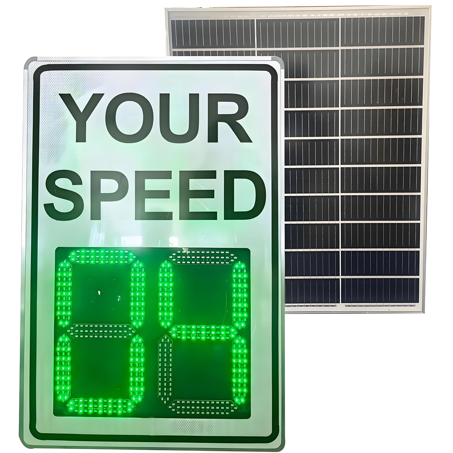 CelyToe Radar Speed Signs,Solar Powered Your Speed Led White-20 * 28in