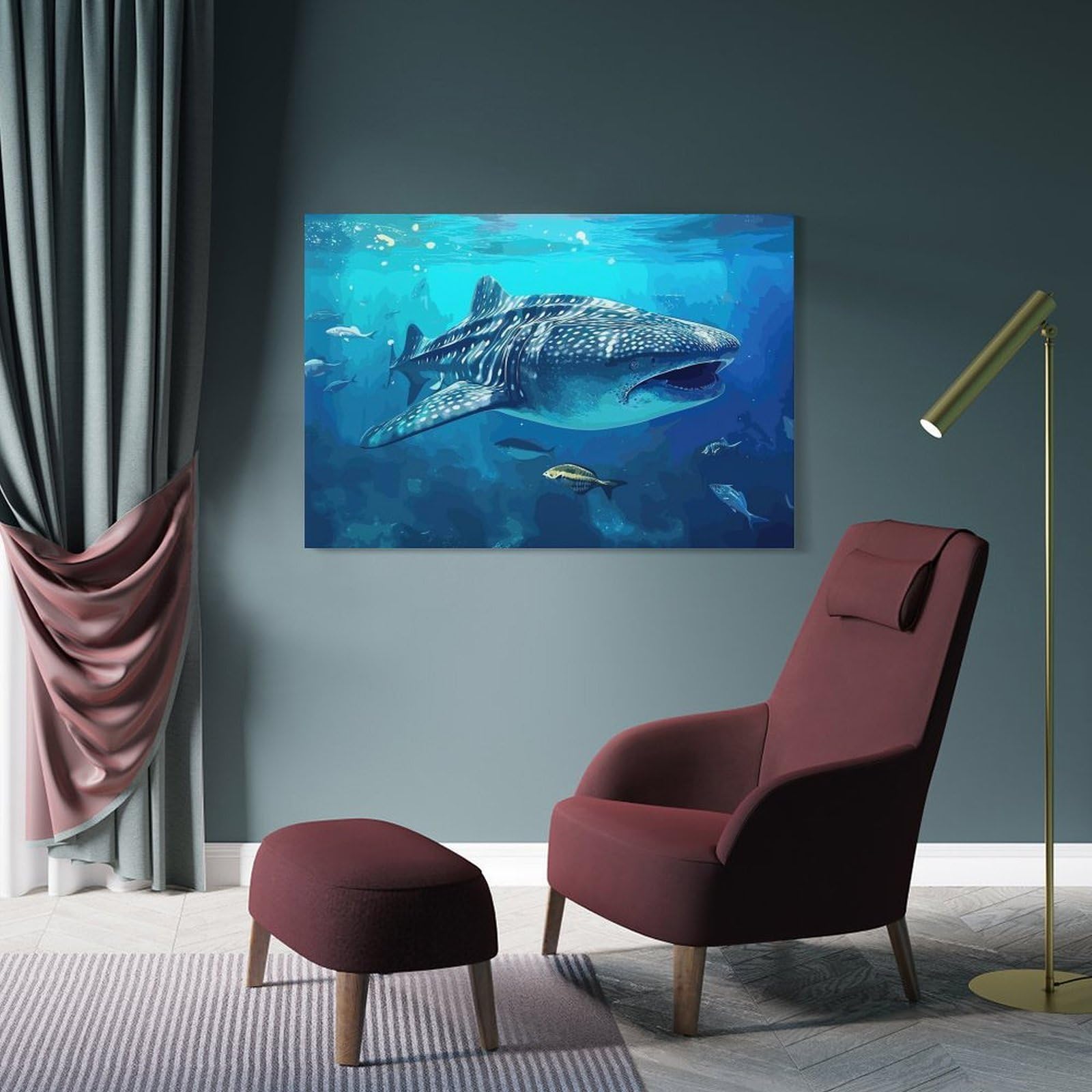 Junmoney Wall Picture Print Whale Sharks, 24x36inch(60x90cm), for Living Room, Bedroom, Office Or Hallway, A Flexible Wall Accent for Shared Spaces