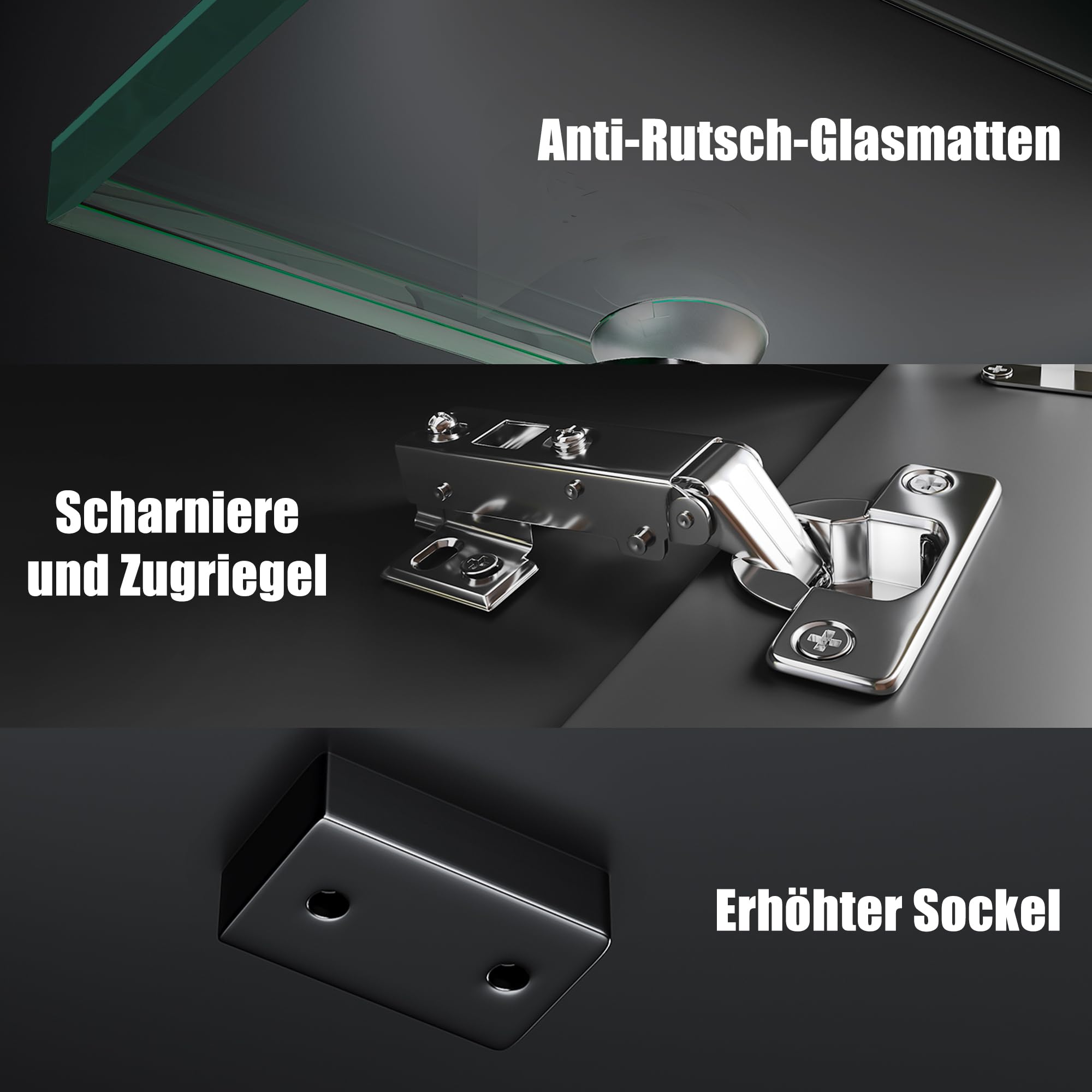 LED TV Lowboard Schwarz, TV Schrank 180cm mit 16 Led Farben Beleuchtung TV Board mit Glasböden Hochglanz 180 x 35 x 50,5 cm
