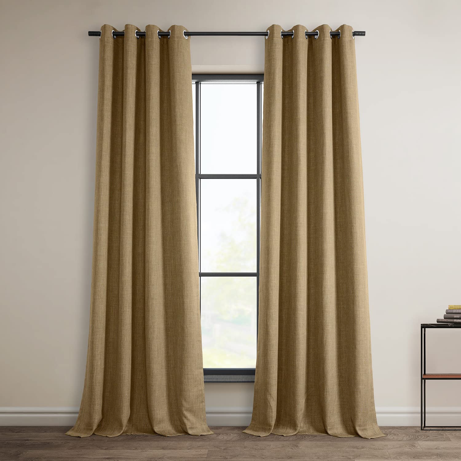 HPD Half Price Drapes Grommet Linen Curtains 96 Inches Long Room Darkening Curtains for Bedroom & Living Room (1 Panel)