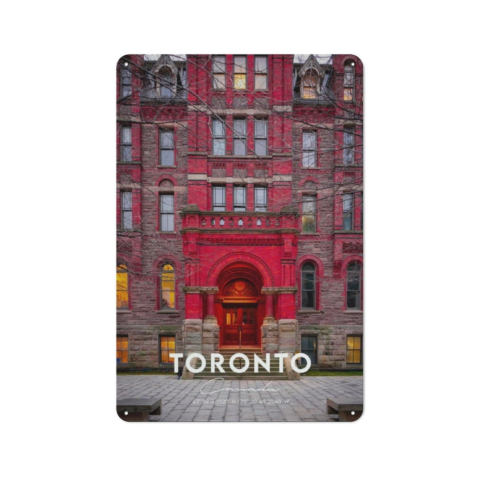 Junmoney Toronto 4 Rustic Metal Sign 30X20cm For Hobby Room Or Studio, For Kitchen, Dining Room And Home Bar Wall Decor