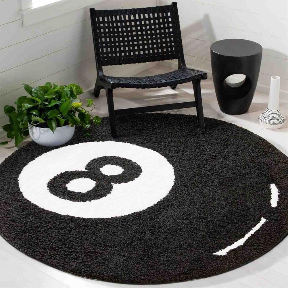 8 Ball Teppich Rutschfester Rund Ball Rug Für Schlafzimmer Wohnzimmer 8 Billard-Bodenteppich Weich Saugfähig Dekorativer Teppich,C Faux Cashmere,100cmx100cm