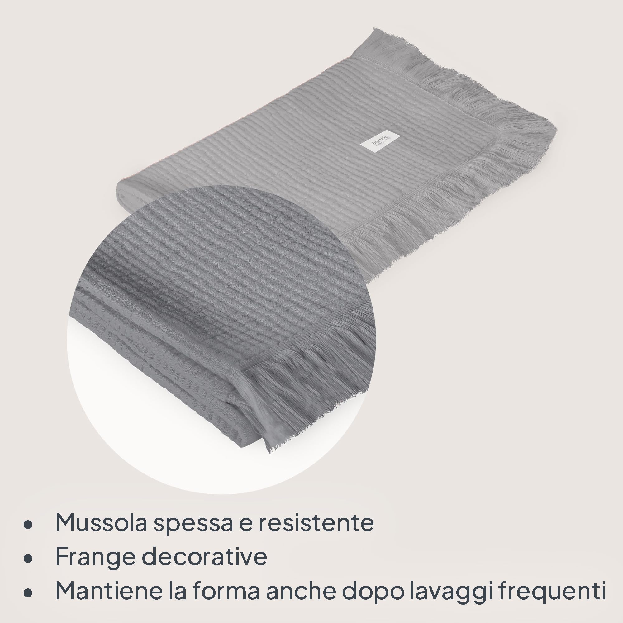 lionelo MUSLIN BLANKET Copertina Neonato in Cotone 100% Mussola, 70 x 100 cm, 6 Strati Morbida e Traspirante 4 Stagioni, Coperta Neonato per Carrozzina e Culla, Frange Rinforzate, Idea Regalo