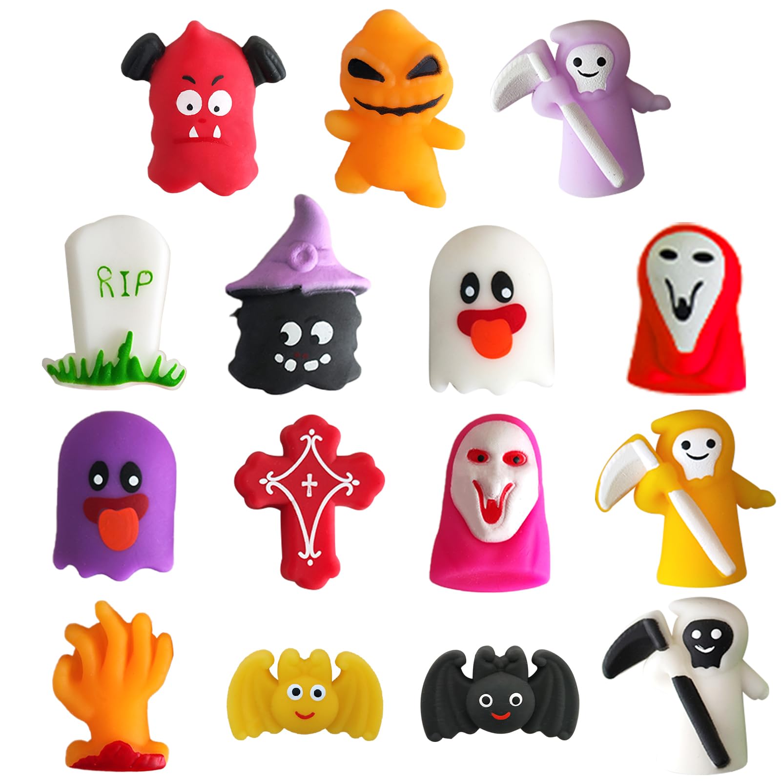 POPOYUHalloween Mochi Squeeze Toy, Cute Face Kawaii Squeeze with Pumpkin, Spider, Ghost Squishies, Stress Relief, Anxiety Toy for Children, Halloween Treatment