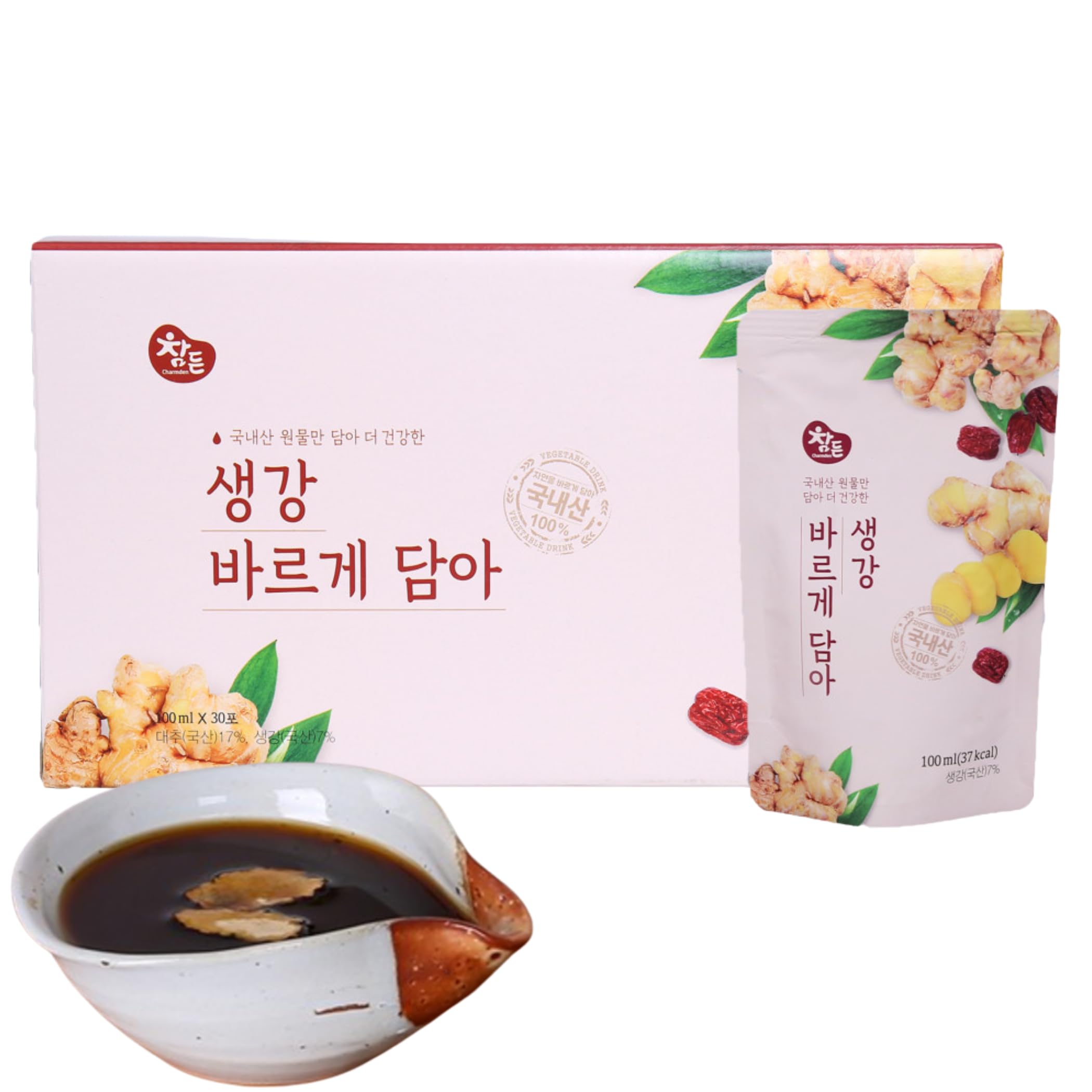 CHARMDEN Ingwer-Jujube Tee | 100 ml x 30 Beutel | Nur mit Ingwer, Jujube & Wasser | Stärkt Immunsystem & Kreislauf | Gegen Kälte & Müdigkeit | Ohne Zuckerzusatz – Koreanisches Hausmittel