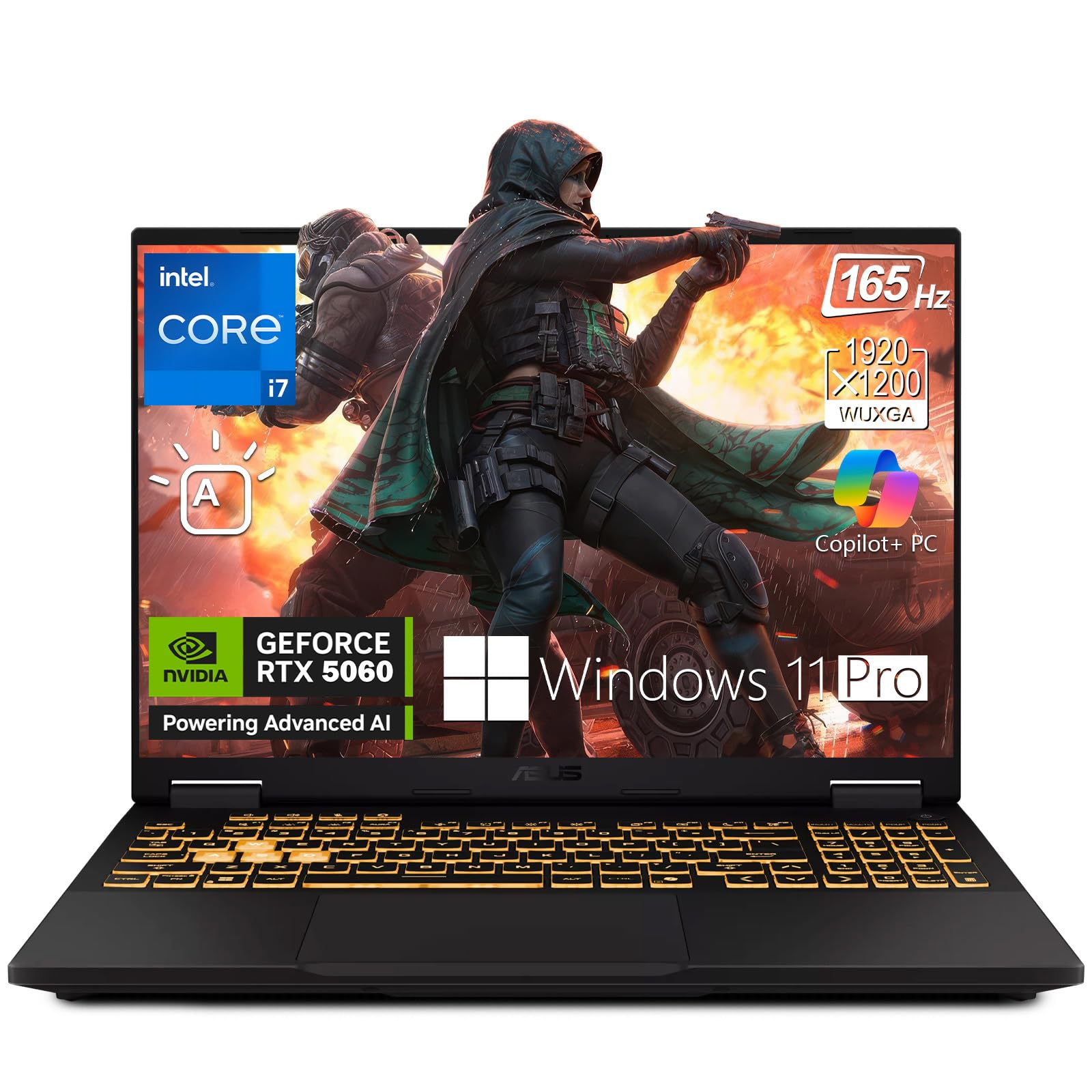 ASUS TUF F16 Gaming Laptop, 16" 165Hz WUXGA IPS Laptop, Intel Core i7-14650HX(16-core) NVIDIA GeForce RTX 5060, ‎32GB DDR5 1TB SSD, 100% sRGB, RGB Backlit KB, WiFi 6E, Copilot Key, Windows 11 Pro
