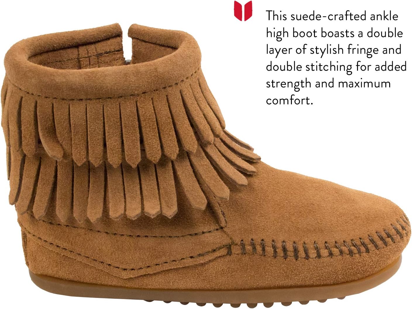 Minnetonka Kid's Double Fringe Side Zip Boot - Image 2