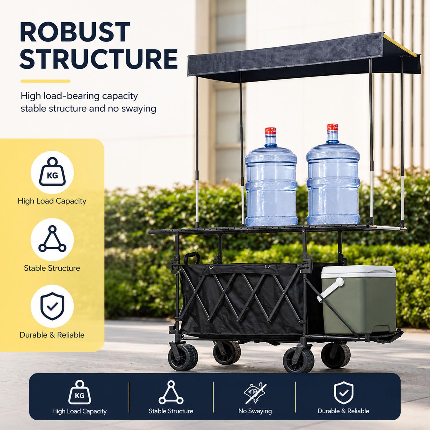 Carrito Plegable con toldo, Puesto móvil portátil para Venta de Comida o Mercado, Carrito de jardín Resistente con Ruedas, Ideal para Venta Ambulante y Eventos. Purple