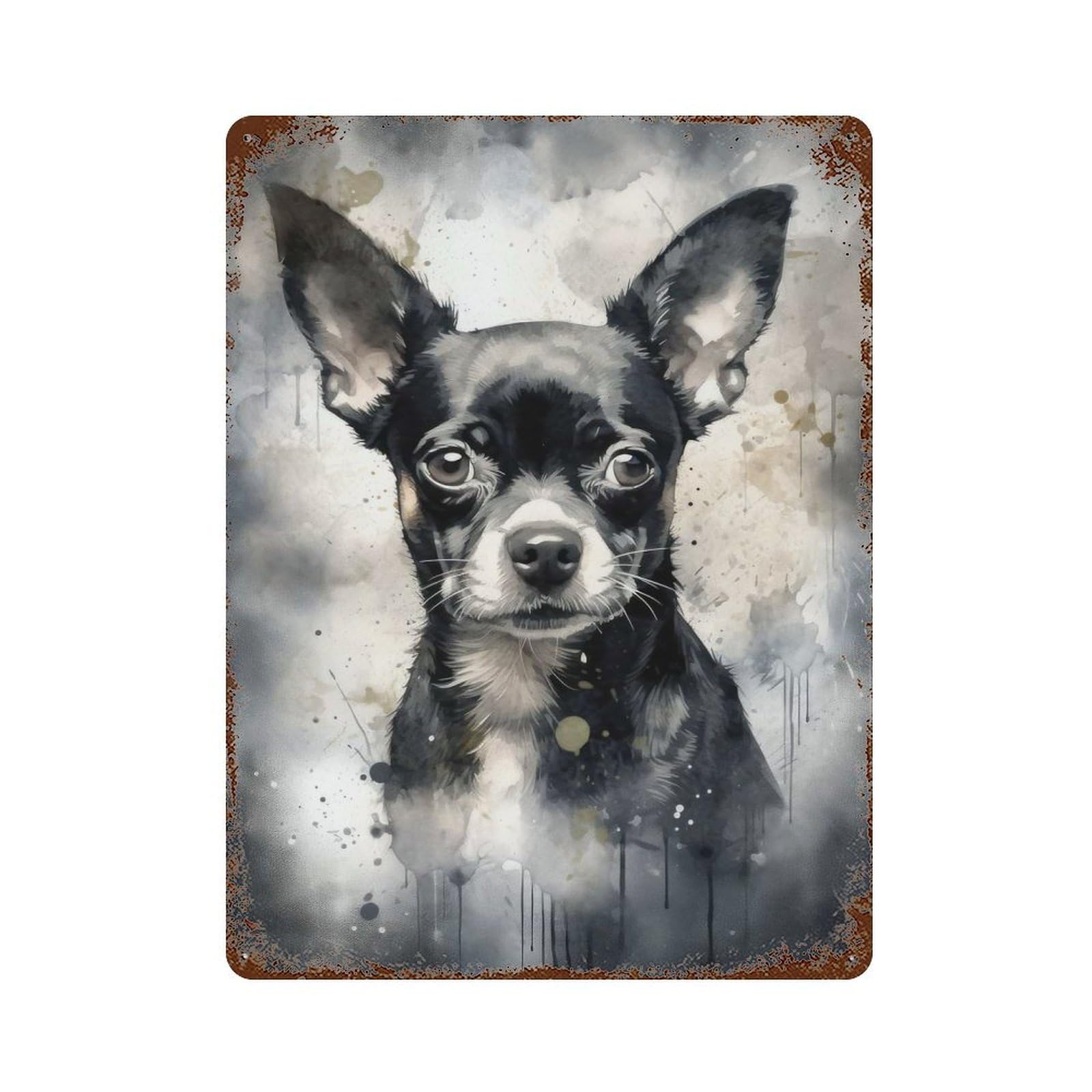 Chihuahua Tiny And Mighty Rust Effect Tin Sign 15.7"x11.8", Ideal for Farmhouse, Kitchen And Entryway Decor
