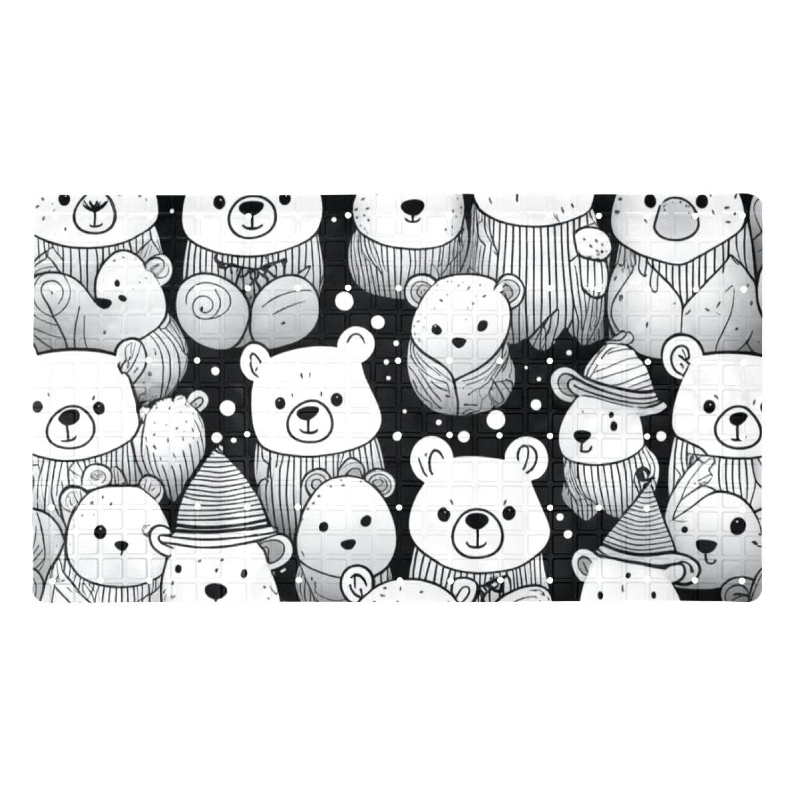 Alfombrilla antideslizante blanca Lovely Bear para bañera extralarga de secado rápido