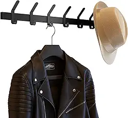 Brasforma Cabideiro de Parede, 6 Ganchos, Preto, Suporta 30kg, 66 x 6,2 x 9,7 cm, Aço Carbono