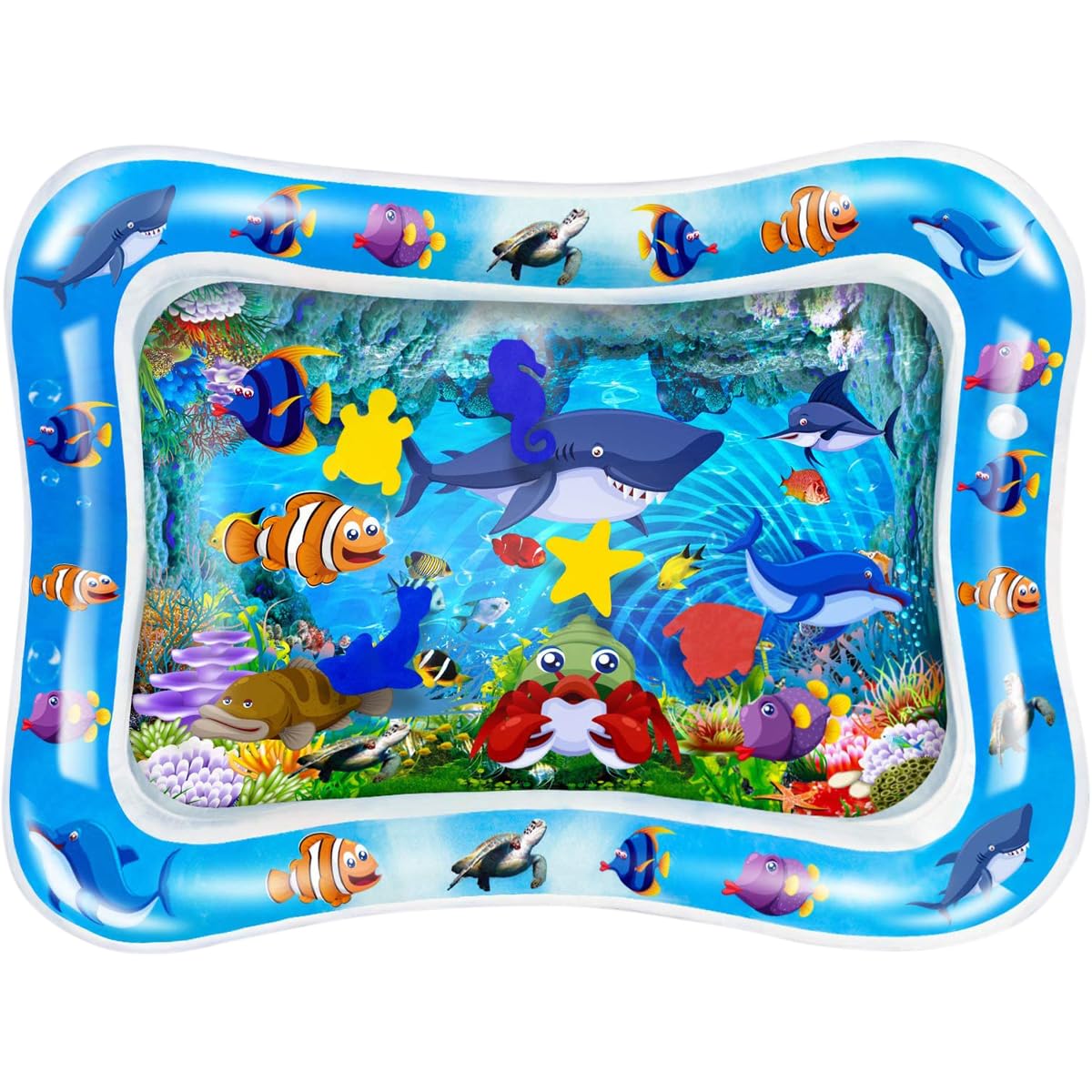 Frummel Wasserspielmatte Baby – Wasser-Spielmatte – Aufblasbare Spielmatte – Wasserspielzeug für Babys – Geschenk zur Geburt – Spielzeug 3 6 9 Monate - Clownfish Design